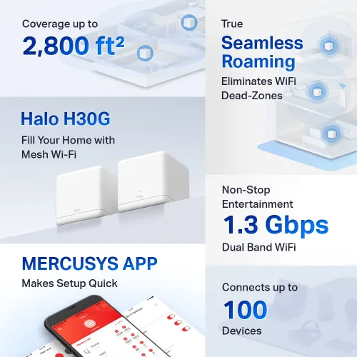 Mercusys Halo H50G AC1900 Dual Band Gigabit Mesh Router (2 Pack)