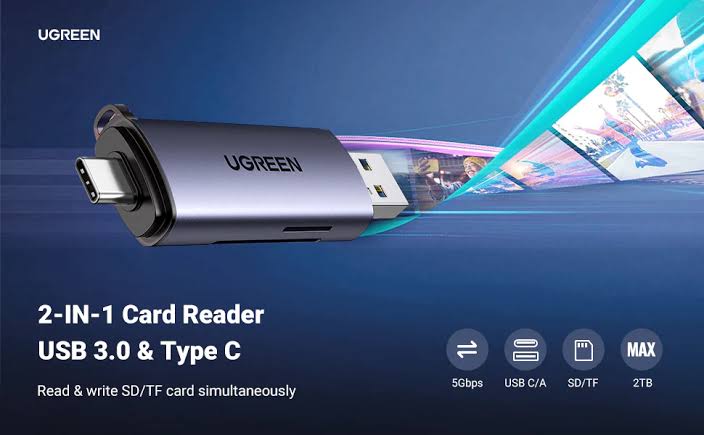 UGREEN 2-IN-1 USB-C/USB-A SD TF MEMORY CARD READER OTG ADAPTER (50706)-iosbd