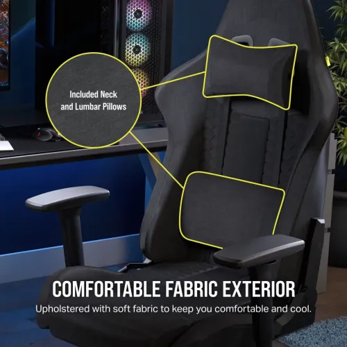 Corsair TC100 RELAXED Fabric Gaming Chair Grey iobd