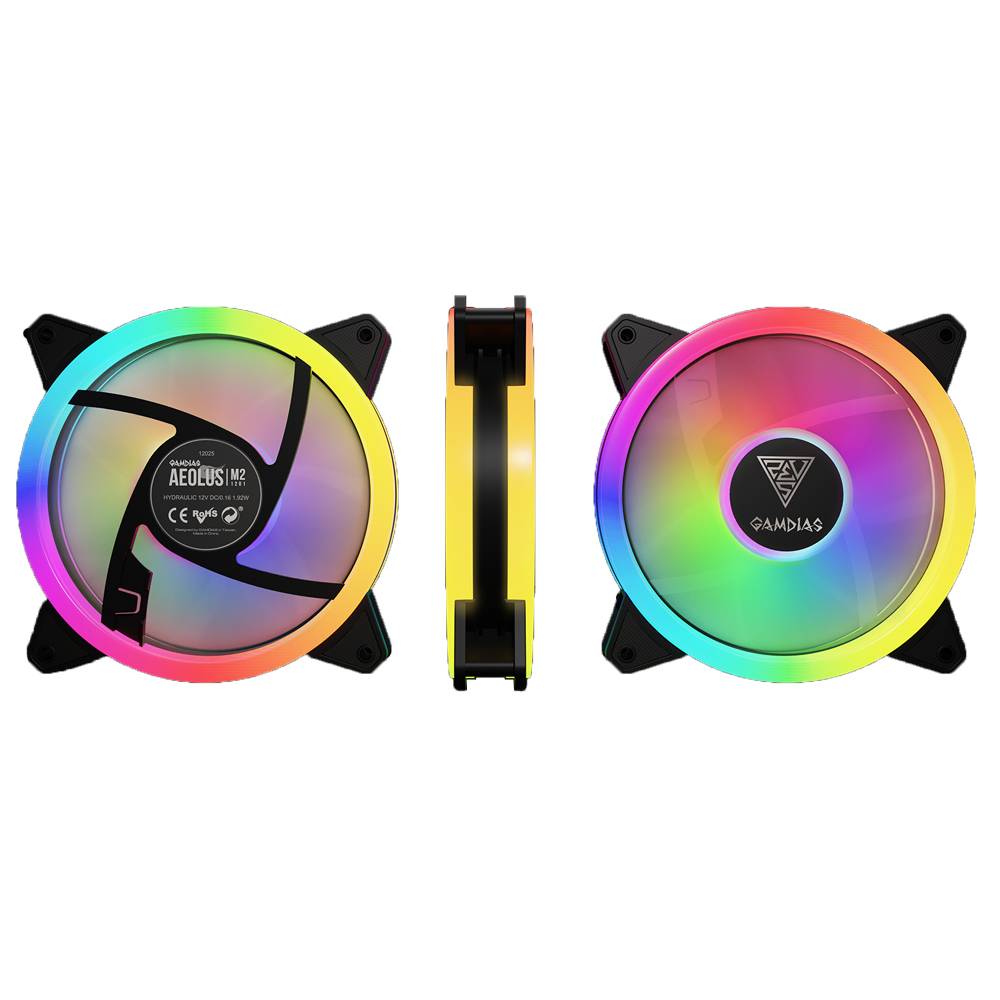 Gamdias AEOLUS M2 1203 Lite 120mm RGB PC Case & Radiator Fan (3 Fans Pack)