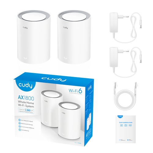Cudy M1800 AX1800 Dual Band Mesh Router (2 Pack)