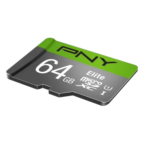 PNY Elite 64GB Class-10 UHS-I Micro SD Memory Card With SD Adapter-IOSBD