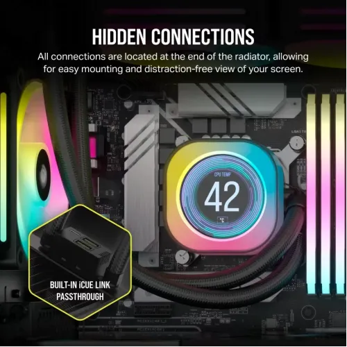 Corsair iCUE Link H100i LCD RGB 240mm AIO Liquid CPU Cooler With Display & iCUE LINK System Hub