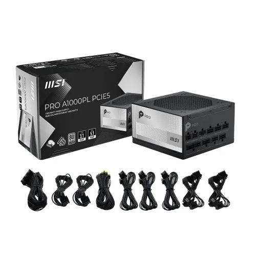 MSI PRO A1000PL PCIE5 1000W 80 Plus Platinum Fully Modular Power Supply