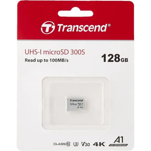 Transcend 128GB MicroSDXC/SDHC 300S Class 10 Memory Card (TS128GUSD300S)-IOSBD