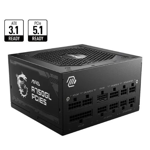 MSI MAG A750GL PCIE5 750W 80 Plus Gold Full Modular Power Supply
