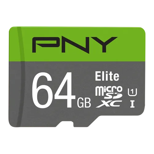PNY Elite 64GB Class-10 UHS-I Micro SD Memory Card With SD Adapter-IOSBD