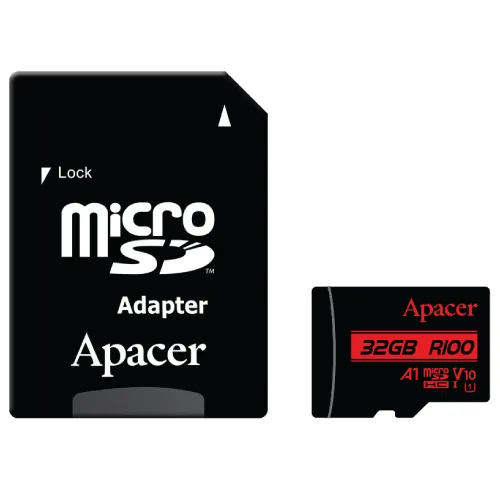 Apacer R100 MicroSDHC/SDXC UHS-1 U1 V10 A1 32GB Memory Card with Adapter-IOSBD