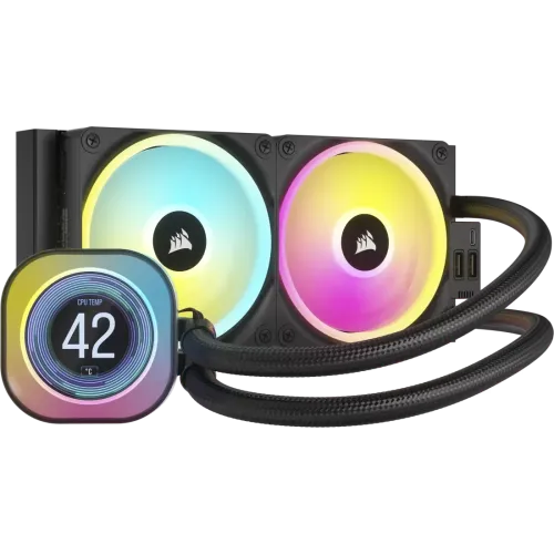Corsair iCUE Link H100i LCD RGB 240mm AIO Liquid CPU Cooler With Display & iCUE LINK System Hub