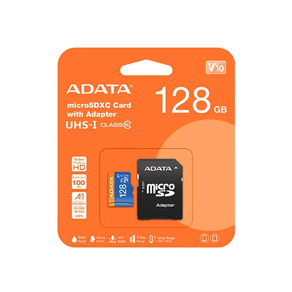 Original Adata 128GB Micro SD Class-10 (SDXC-UHX-I) Memory Card -IOSBD