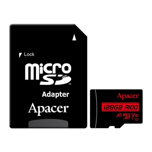 Apacer R100 MicroSDXC UHS-I U1 V10 128GB Class-10 Memory Card with Adapter-IOSBD